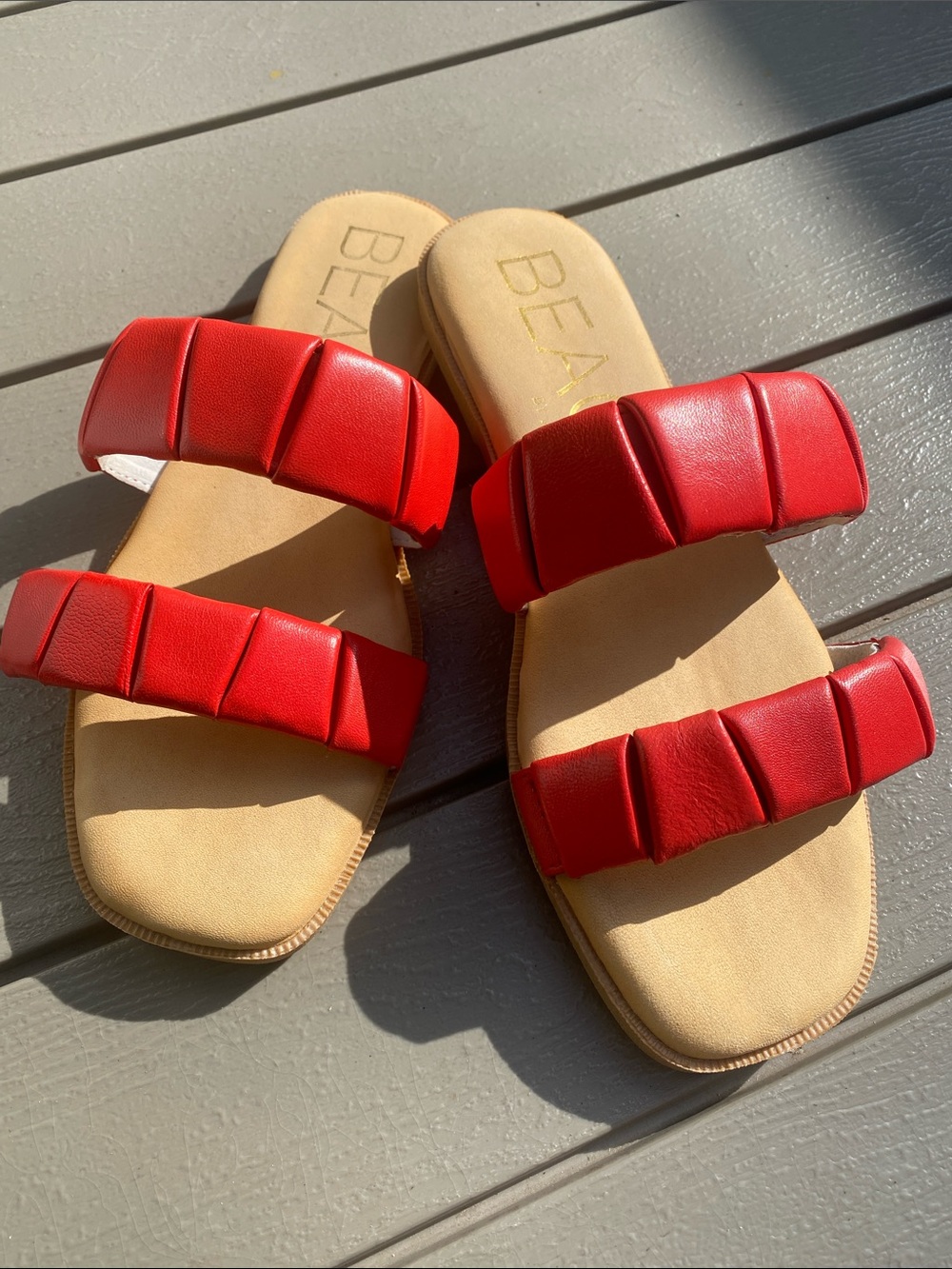 Beach by Matisse Red Double-Strap Padded Slide Sandals for Women NWOT!!